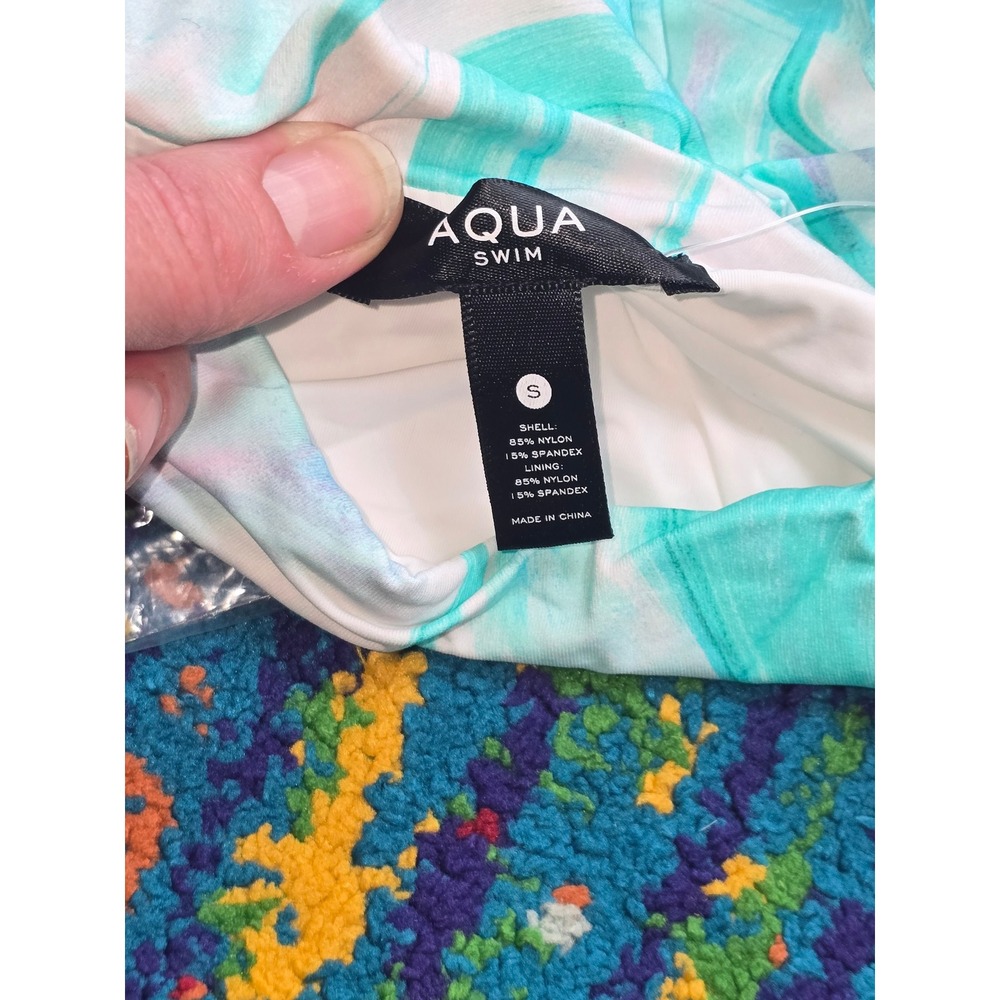 NWT Aqua Swim Monokini Turquoise Marble Cutout One Piece Womens Small - Picture 6 of 6